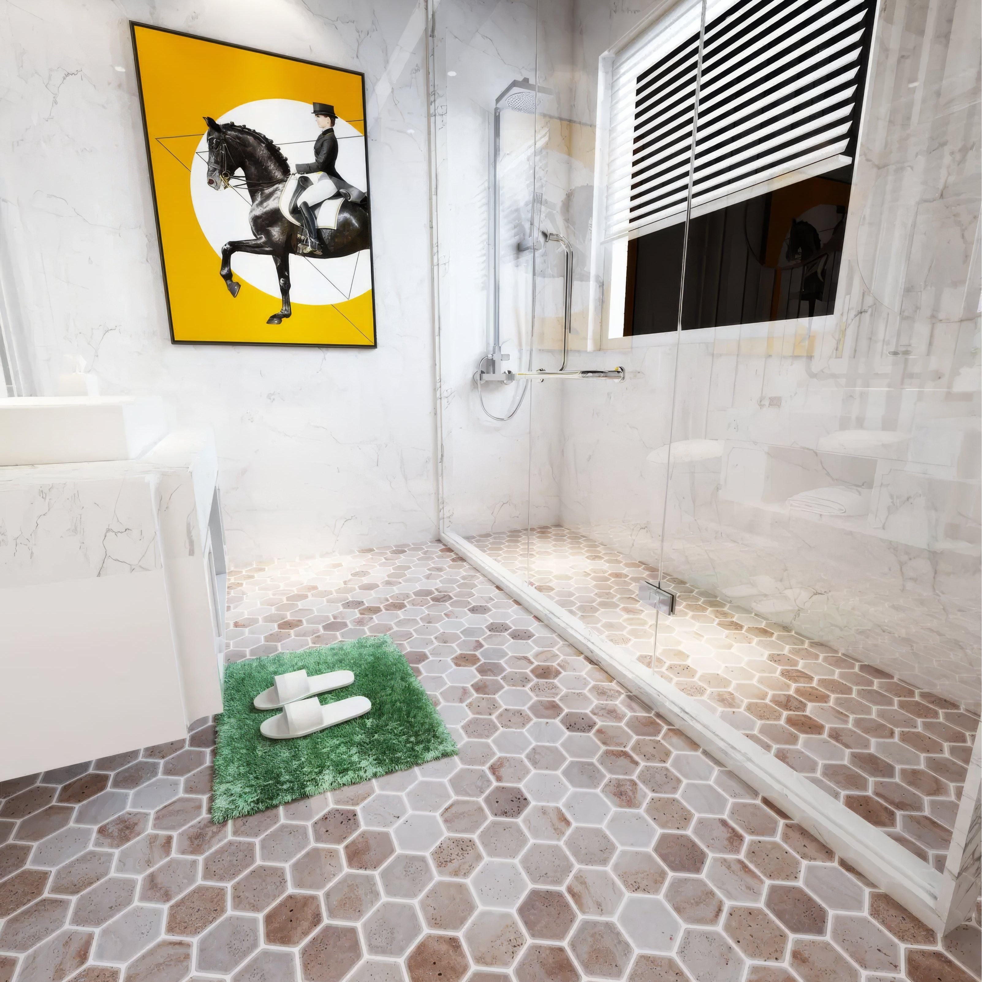 Valencia Tumbled Travertine Hexagon Mosaic Tile