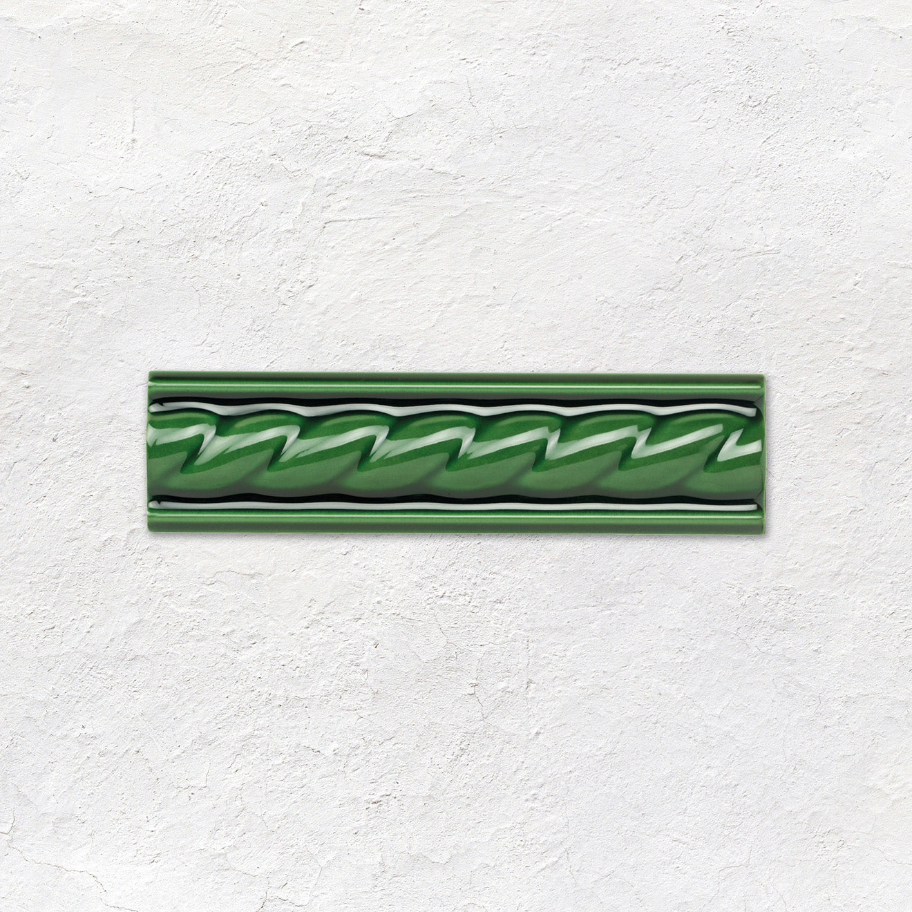 Victorian Green Rope Moulding Ceramic Wall Tile 152x40mm