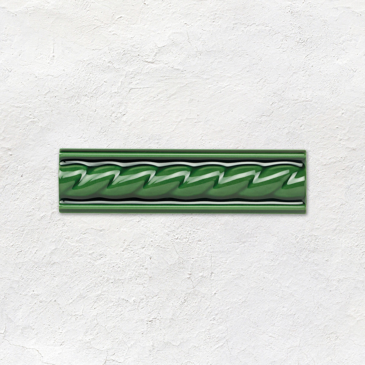 Victorian Green Rope Moulding Ceramic Wall Tile 152x40mm - Gloss