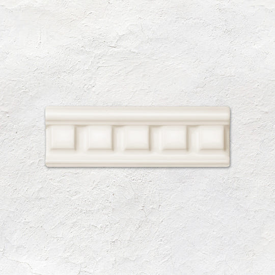 Vintage White Dentil Moulding Ceramic Wall Tile 152x50mm - Gloss
