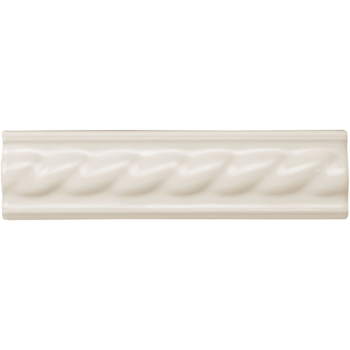 Vintage White Rope Moulding Ceramic Wall Tile 152x40mm - Gloss