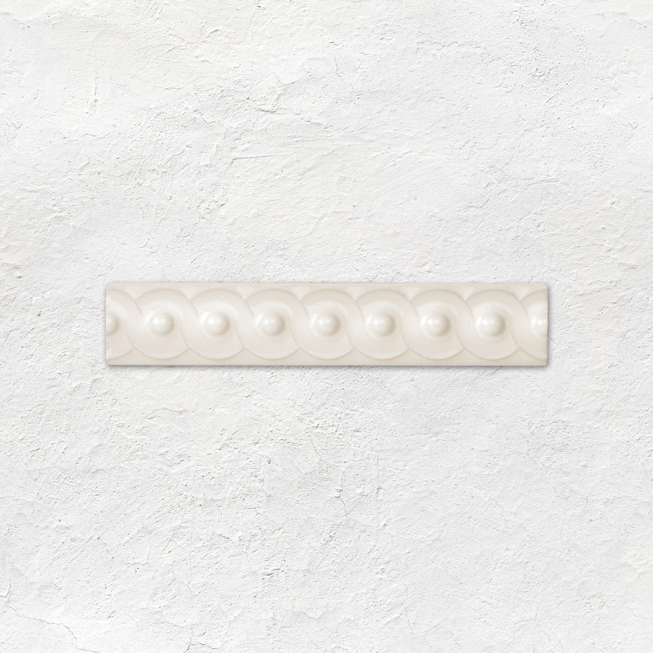 Vintage White Scroll Moulding Ceramic Wall Tile 152x29mm