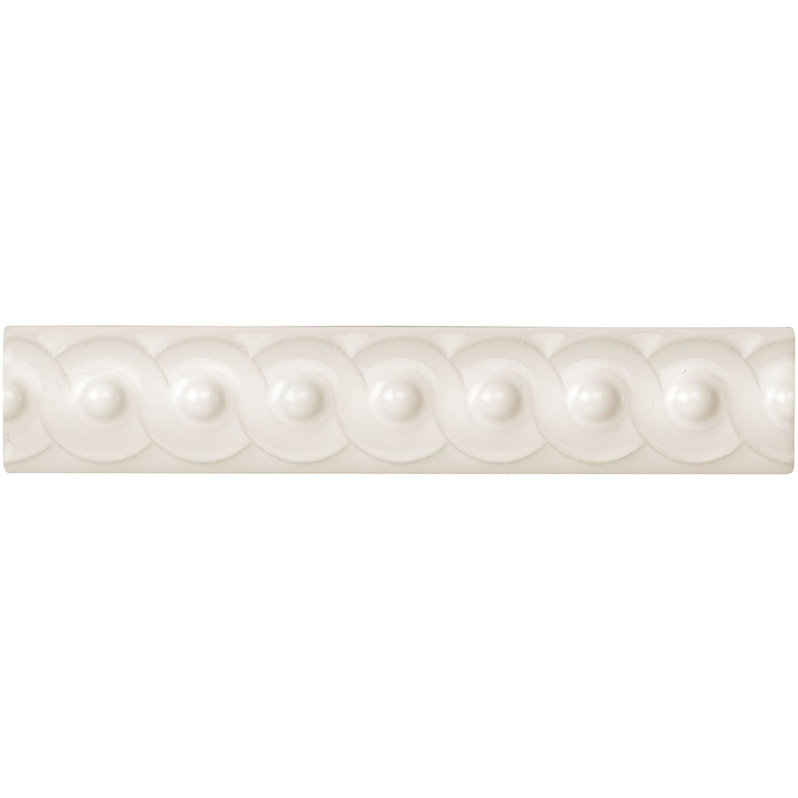 Vintage White Scroll Moulding Ceramic Wall Tile 152x29mm