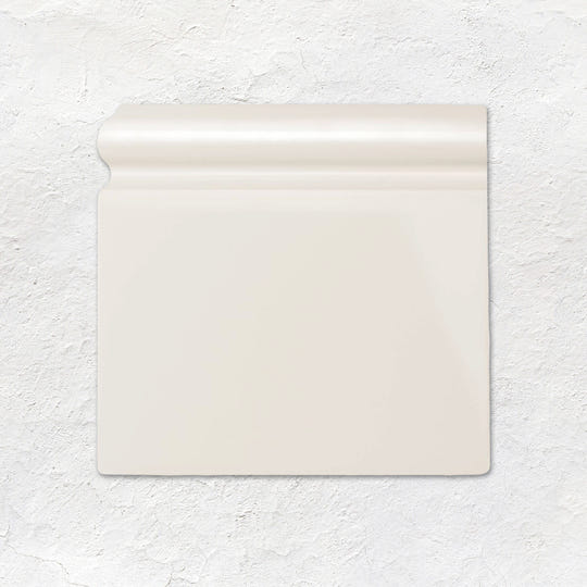 Vintage White Skirting Left Corner Ceramic Wall Tile - Gloss