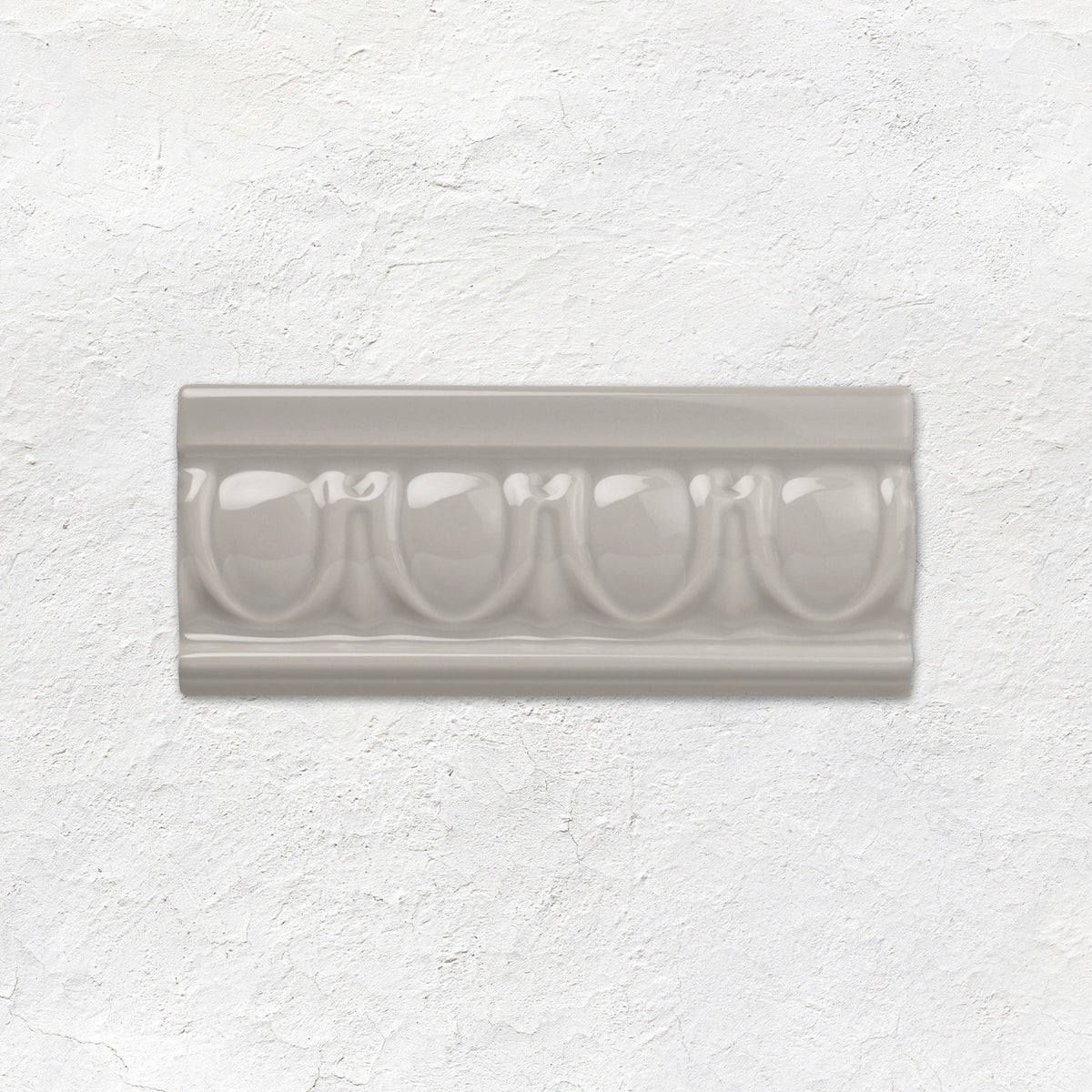 Westminster Grey Egg & Dart Moulding Ceramic Wall Tile 152x65mm - Gloss