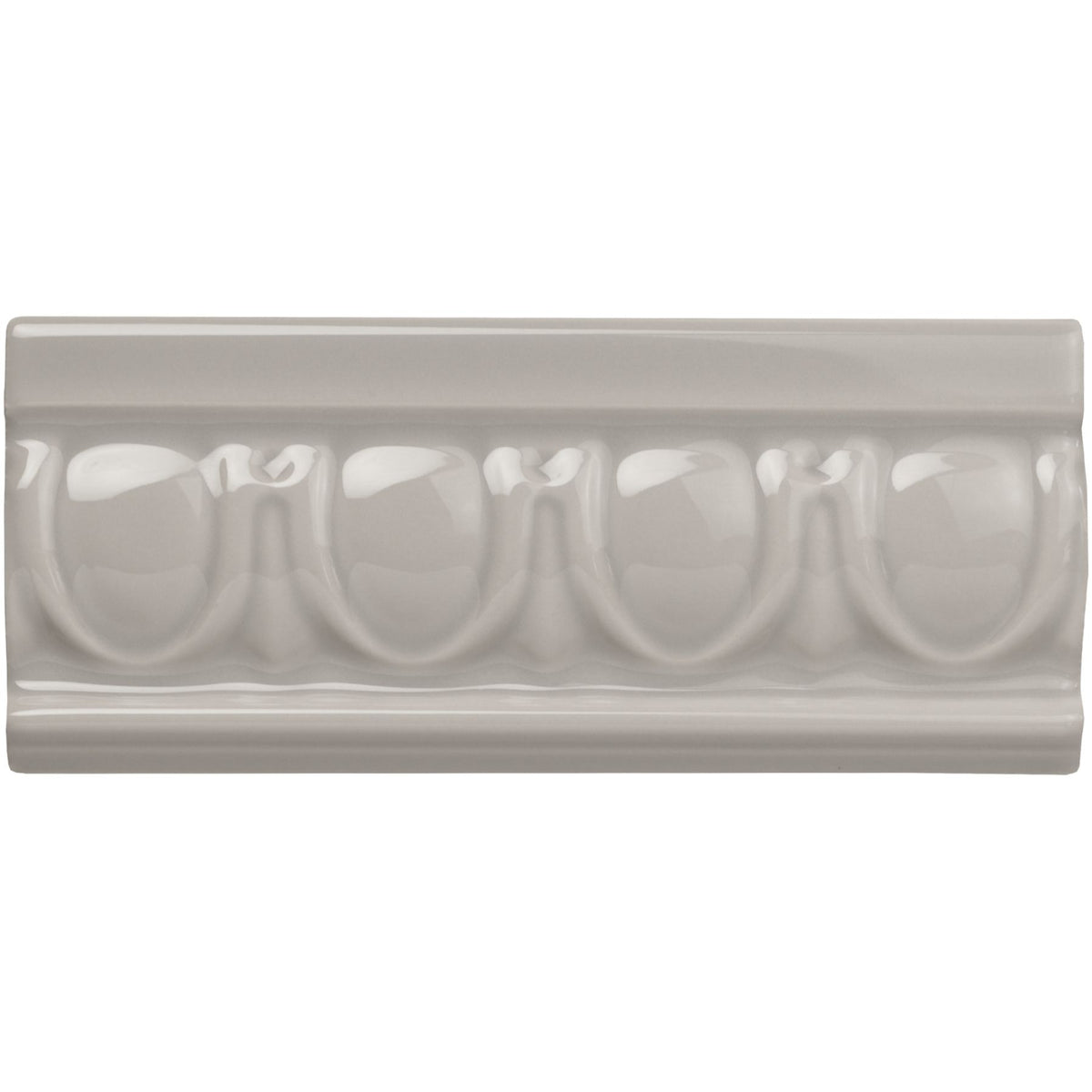 Westminster Grey Egg & Dart Moulding Ceramic Wall Tile 152x65mm - Gloss