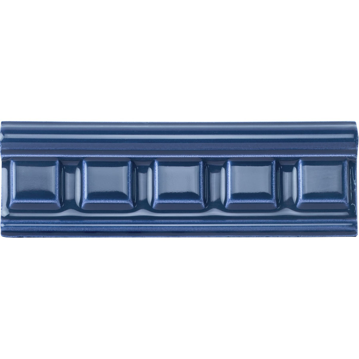 Windsor Blue Dentil Moulding Ceramic Wall Tile 152x50mm - Gloss