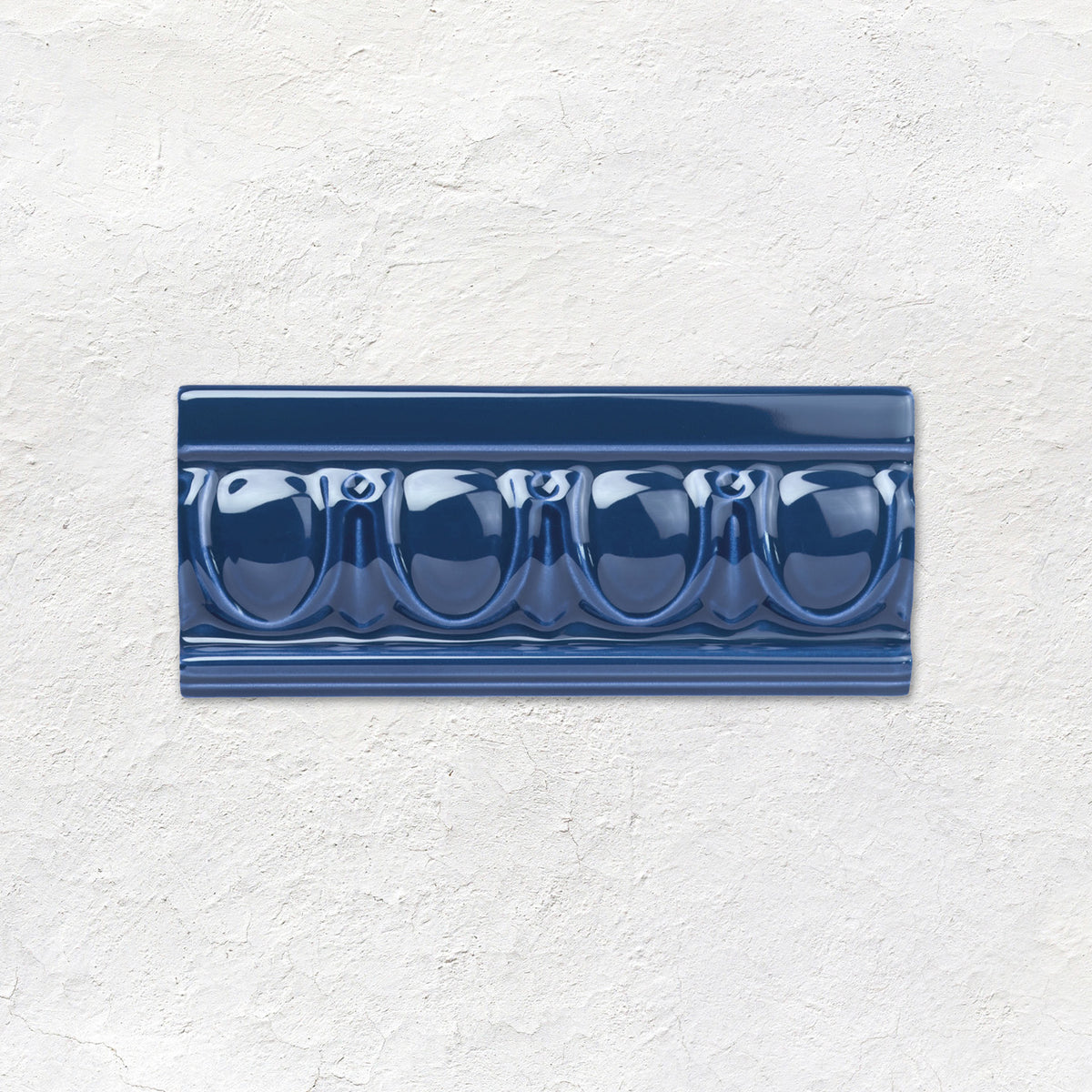 Windsor Blue Egg & Dart Moulding Ceramic Wall Tile 152x65mm - Gloss