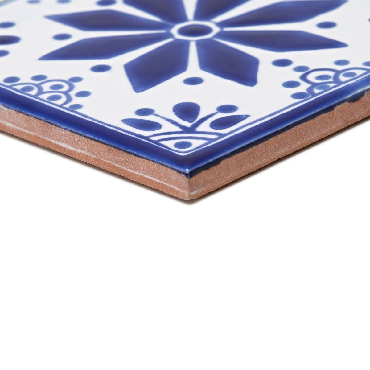 Blue and white ceramic tile with a floral pattern acapulco zenil 10x10cm decorative wall and floor tile