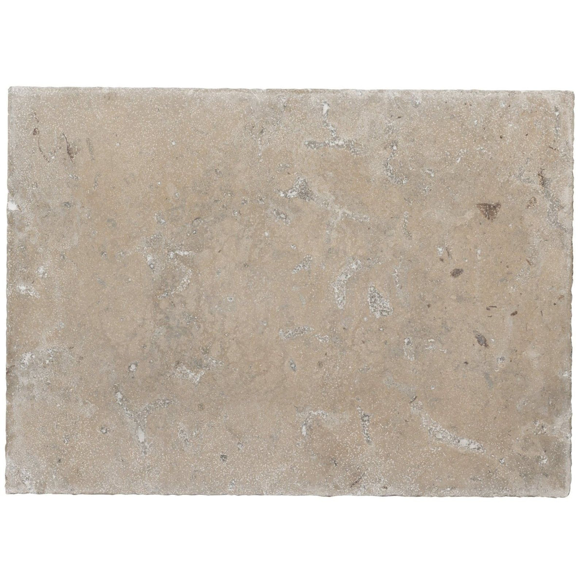 Beige Aquitaine limestone tile with seasoned finish featuring natural textured surface and subtle grey veining