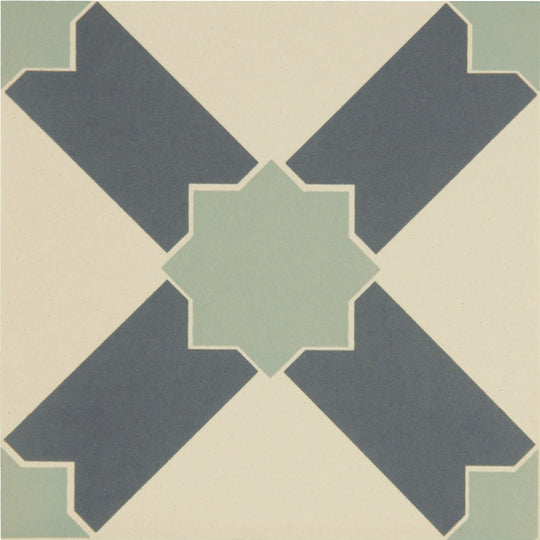 Alhambra Denim and Light Jade on White