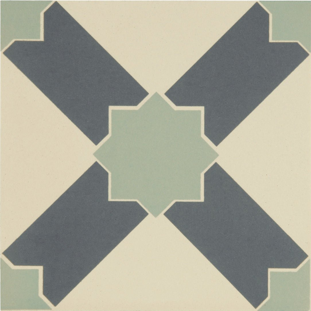 Alhambra Denim and Light Jade on White