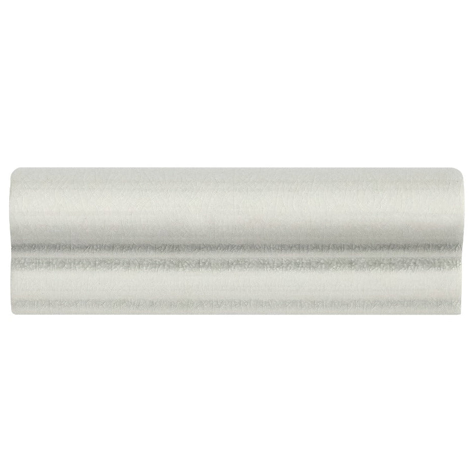 Alhambra Grey Glazed Dado 5 x 15cm white glazed ceramic dado rail with subtle ridged detailing