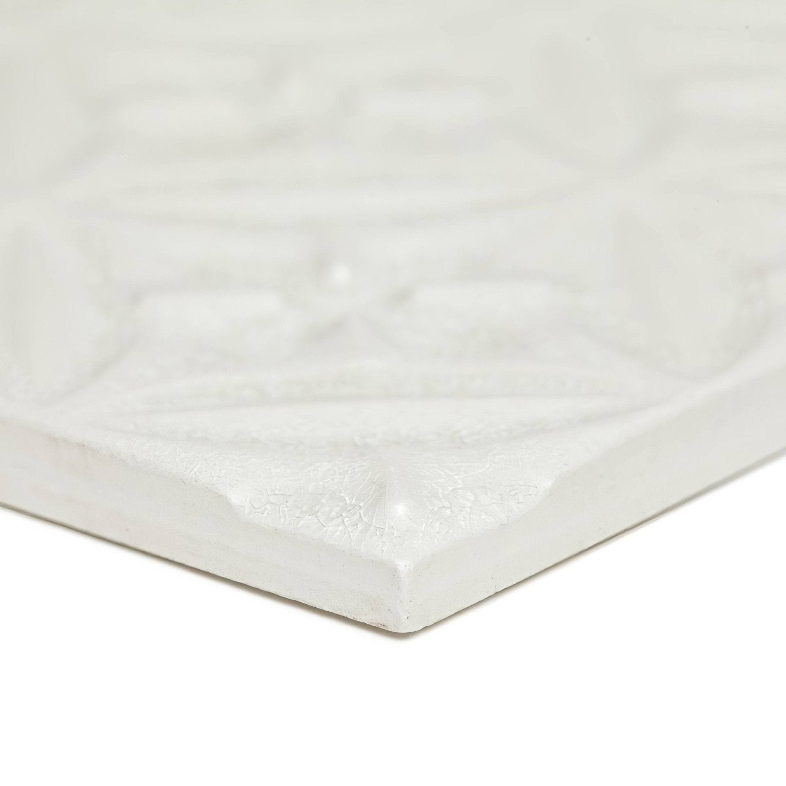 White ceramic tile with raised geometric pattern alhambra white decor glazed tile for wall and floor use