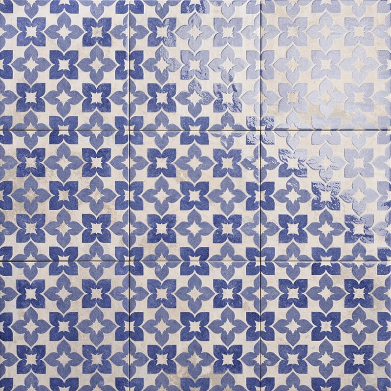 Alma Blue Porcelain Floor Tile 20x20cm - Gloss