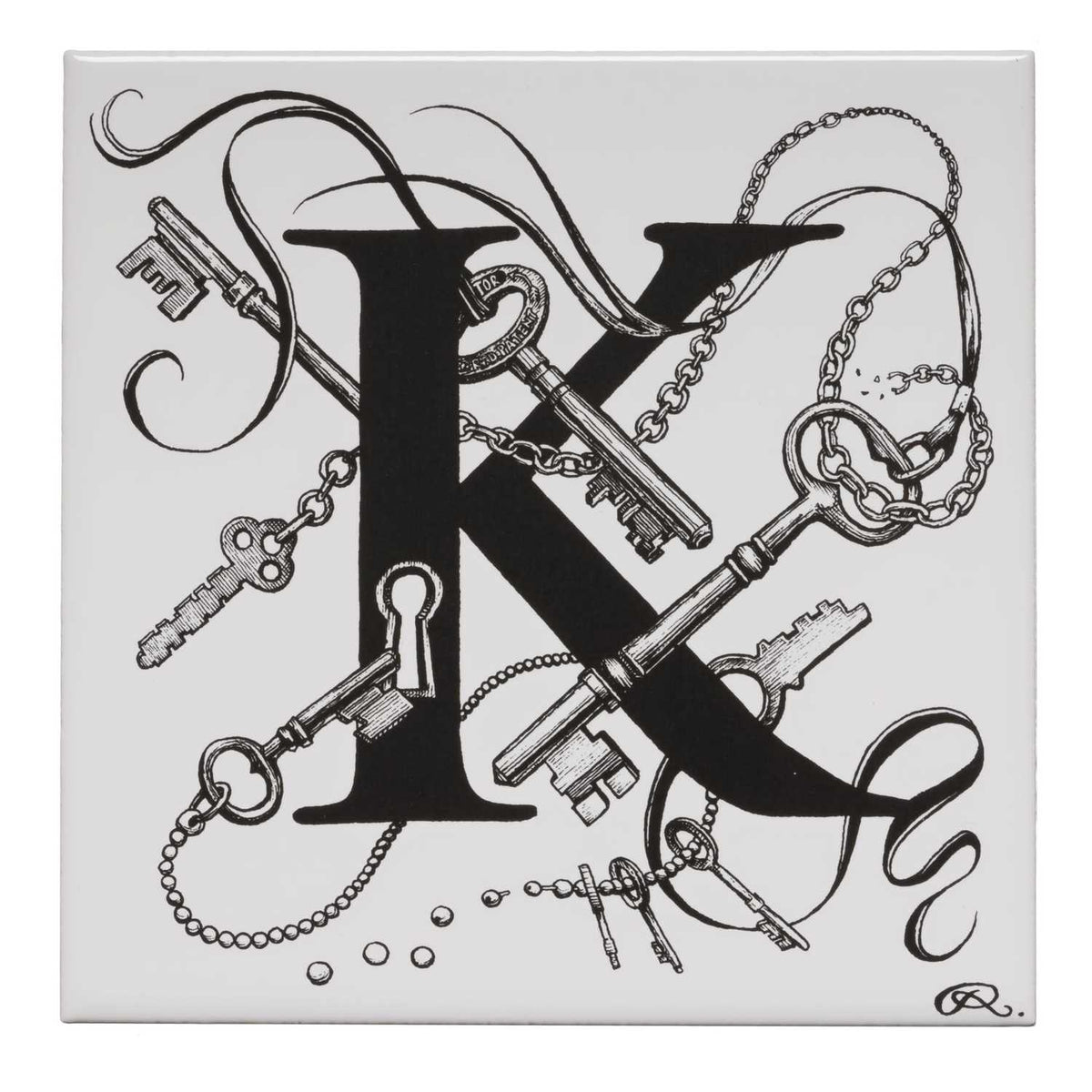 Rory Dobner K – Keyhole Chaos Alphabet Tile - Ceramic
