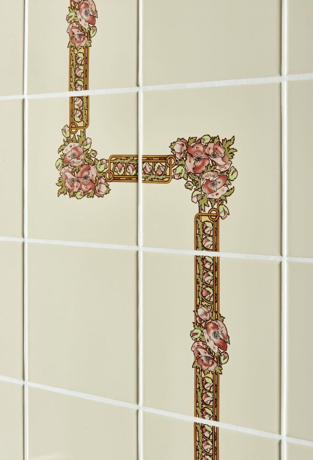 Alphonse Mucha Nocturnal Slumber Border Tile on County White