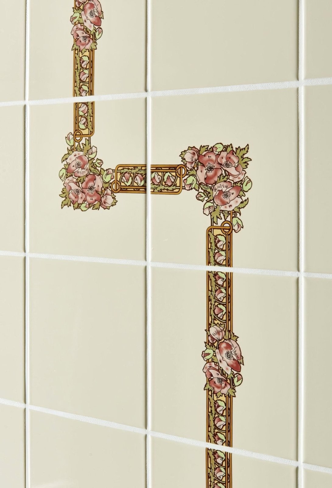 Alphonse Mucha Nocturnal Slumber Corner Tile on County White