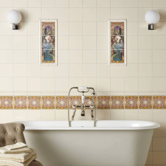 Mucha Nocturnal Slumber Right Hand 3-Tile Set On County White - alternate view