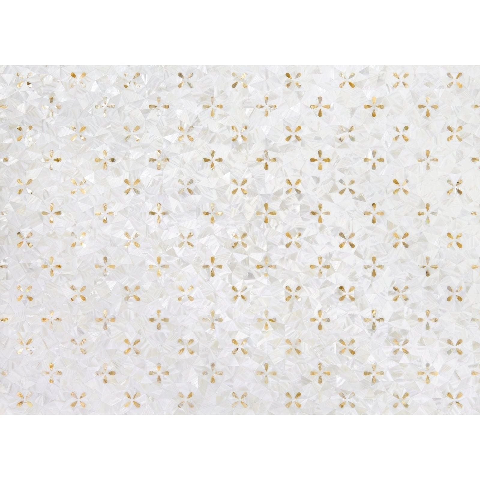 White textured surface with a repeating pattern of small gold cross motifs from alpine golden promise collection