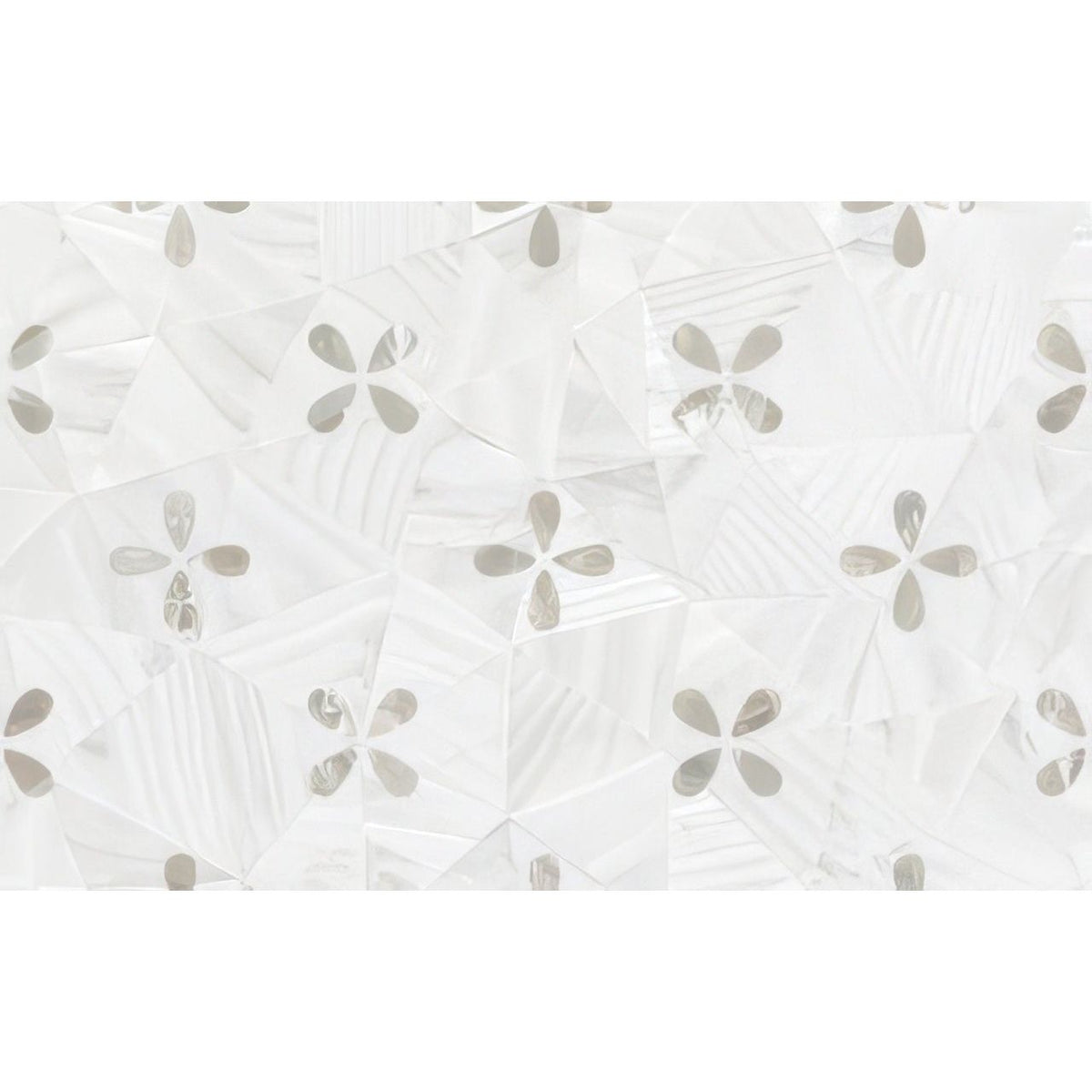 Alpine Innocence white mother-of-pearl feature panel with a repeating four-petal flower pattern