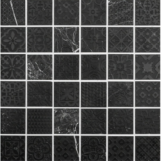 Alto Black Marble Patterned Mosaic - alternate view