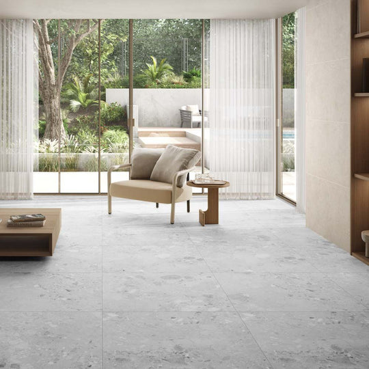 Amaya Terrazzo Grey Matt 90 x 90cm Wall & Floor Tile - alternate view