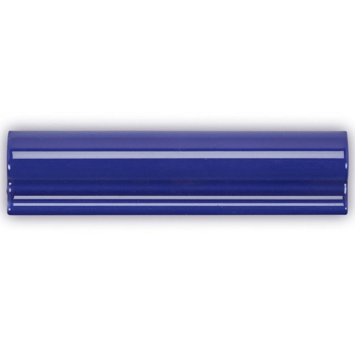 Andalucia blue glazed dado deep blue ceramic tile with glossy finish and two horizontal white stripes