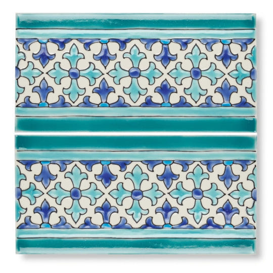 Andalucia Morena Patterned Border Ceramic Wall Tile 10x20cm - alternate view