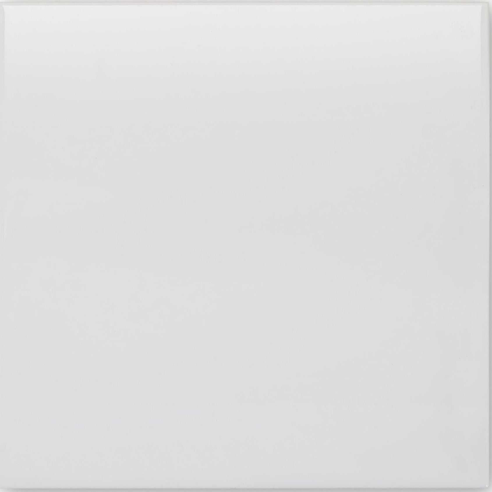 A sleek glossy white glazed square tile with a smooth reflective surface called Andalucia White 20cm