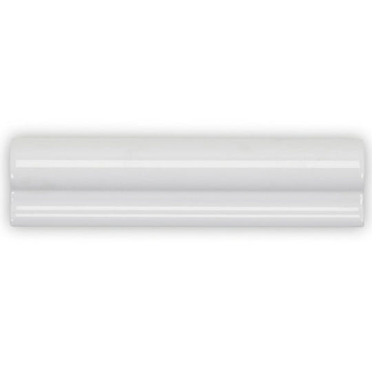 White ceramic tile with a glossy finish and subtle horizontal ridges a white glazed dado named andalucia white glazed dado