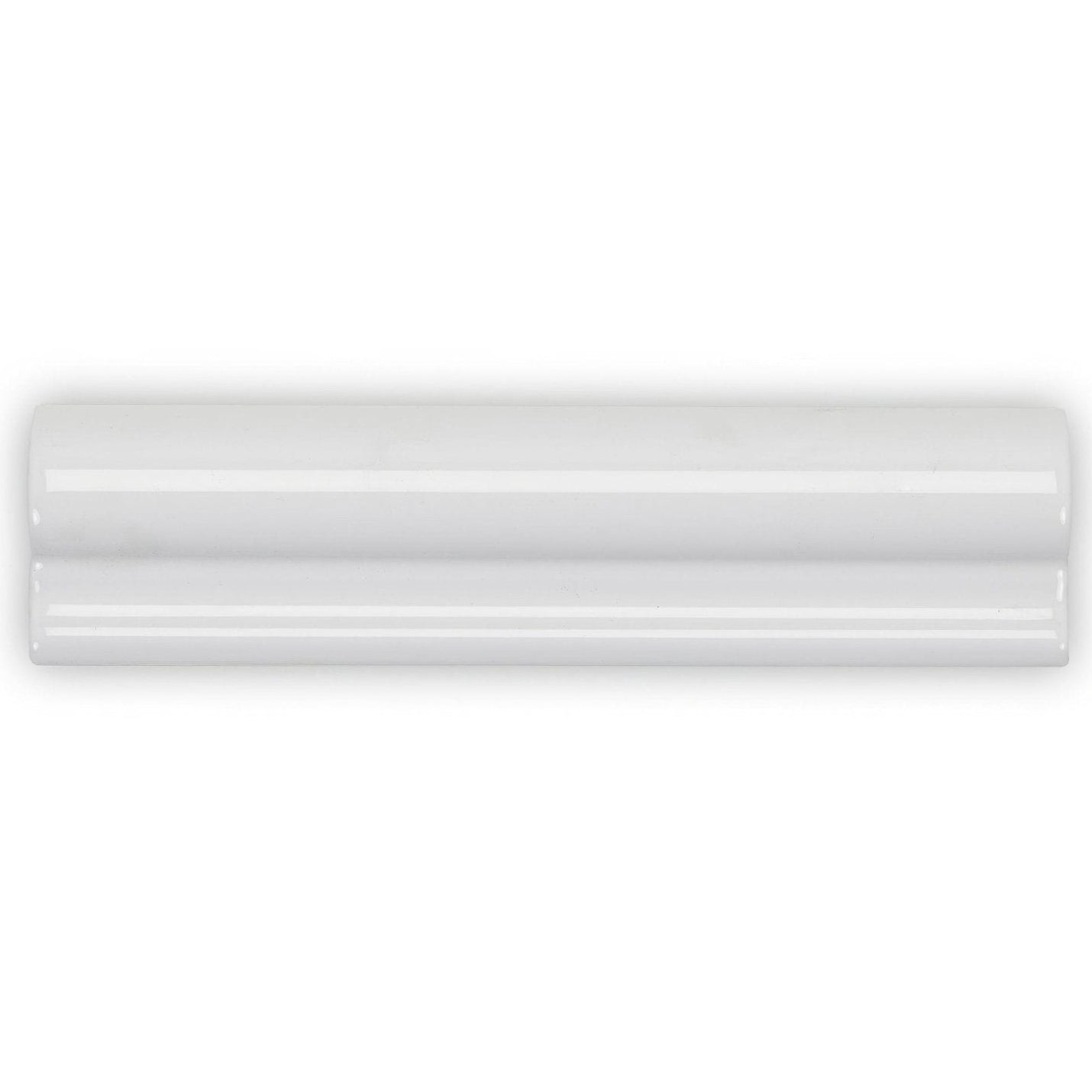 White ceramic tile with a glossy finish and subtle horizontal ridges a white glazed dado named andalucia white glazed dado