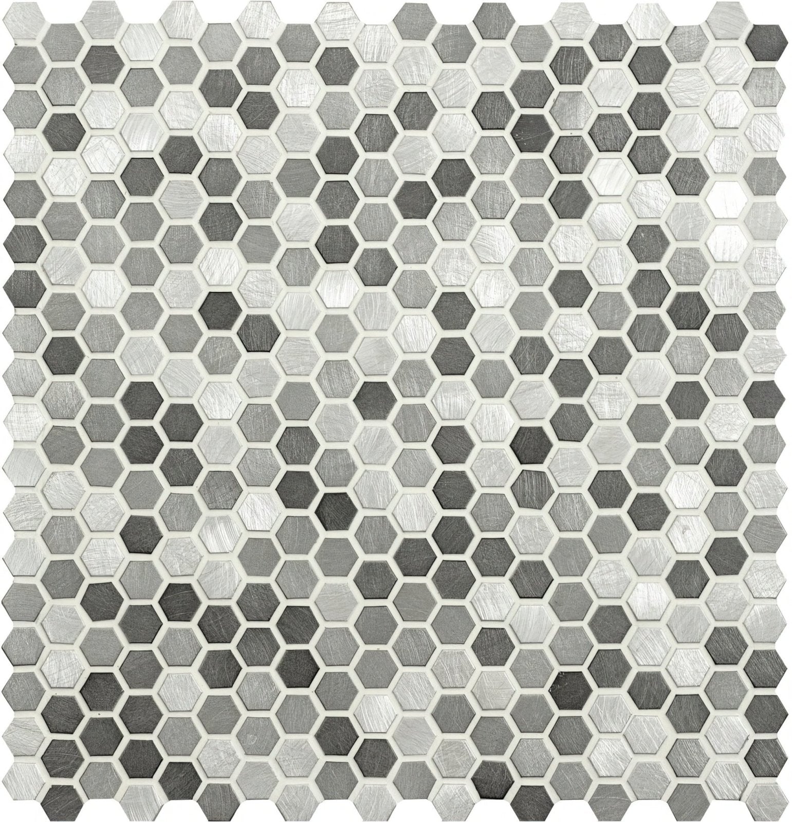 Anthe Grey Mix Micro Aluminium Hexagon Mosaic