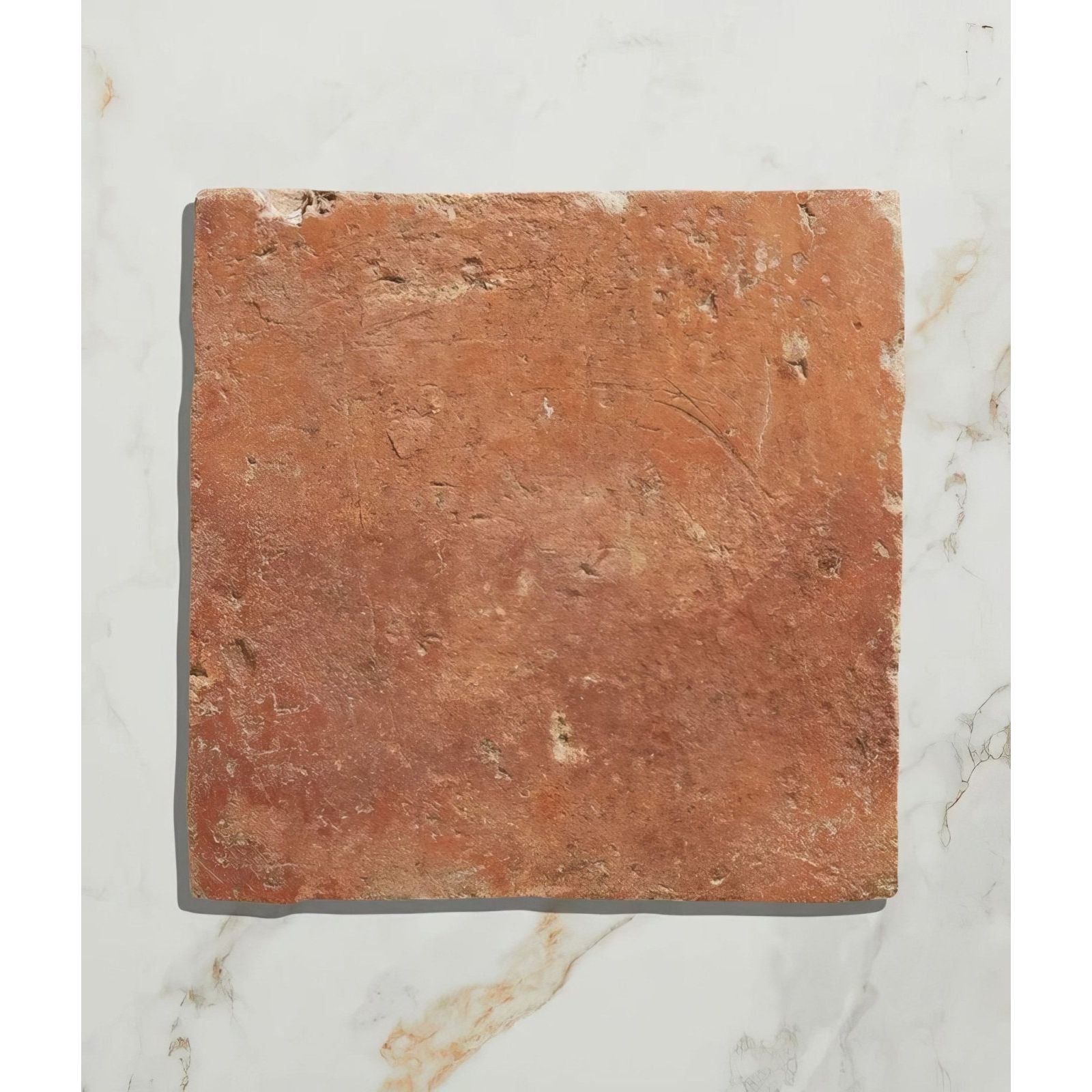 Antique Burgundy terracotta reclaimed tile with a rustic textured earthy surface and natural imperfections