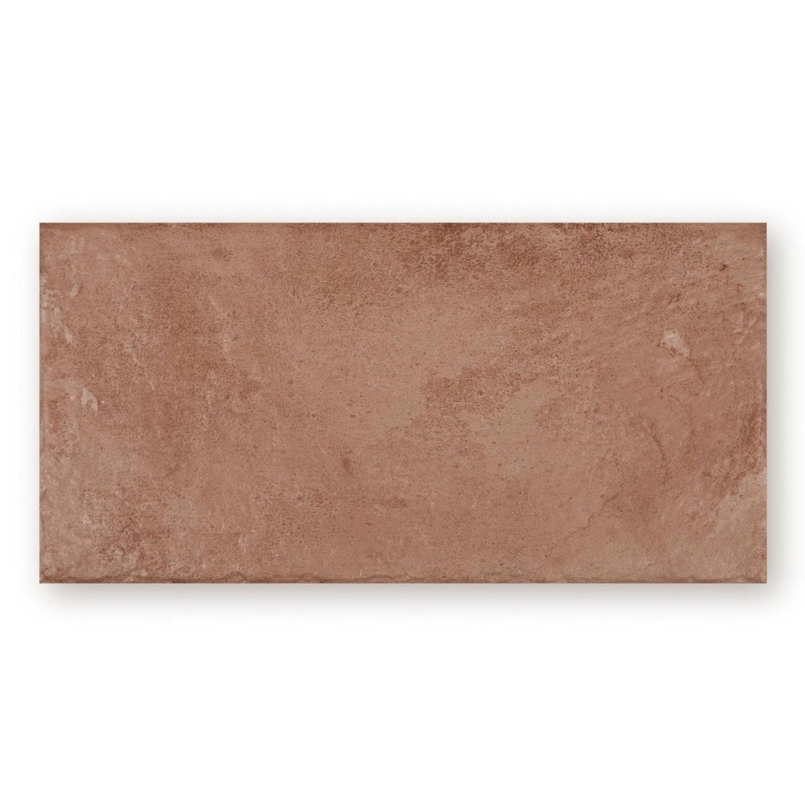 Rectangular terracotta effect ceramic tile with a textured matte finish ideal for flooring and walls