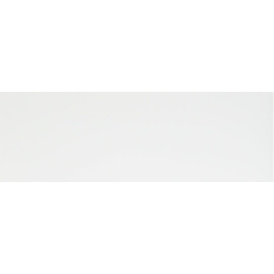 A sleek minimalist white rectangular arctic clear glass tile with smooth glossy finish measuring 152 x 50mm