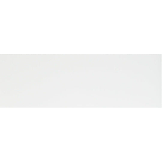 A sleek minimalist white rectangular arctic clear glass tile with smooth glossy finish measuring 152 x 50mm