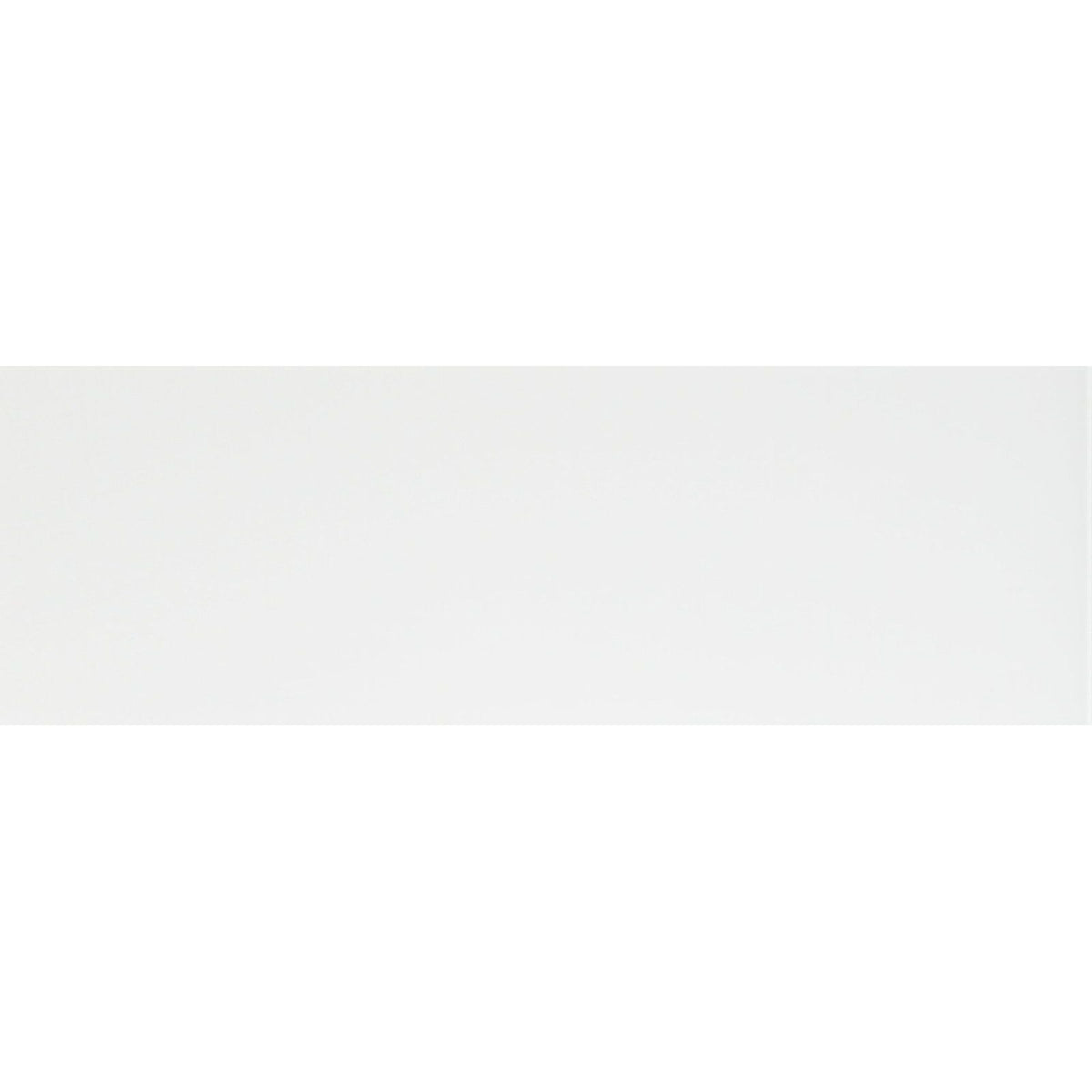 A sleek minimalist white rectangular arctic clear glass tile with smooth glossy finish measuring 152 x 50mm