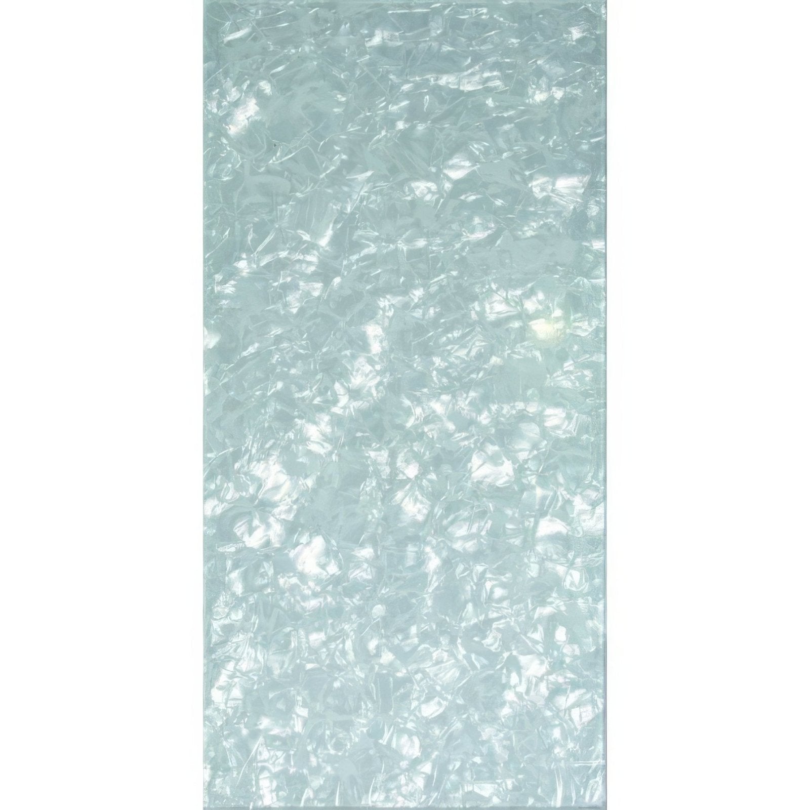 Arctic crushed pearl decorative glass panel in translucent light blue textured with frosted bubble-like surface