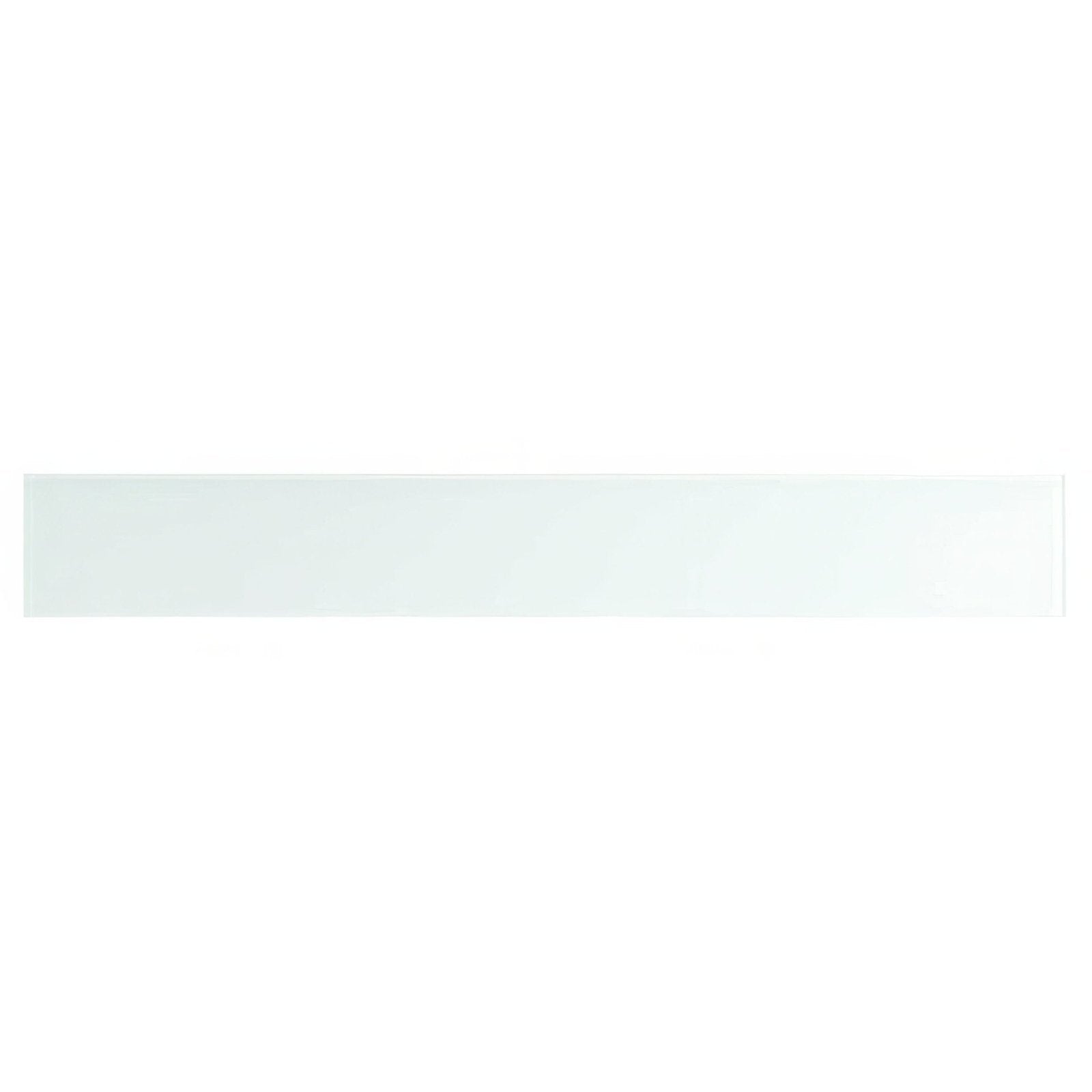 A sleek rectangular white glass tile with a smooth glossy finish designed as the arctic upstand product