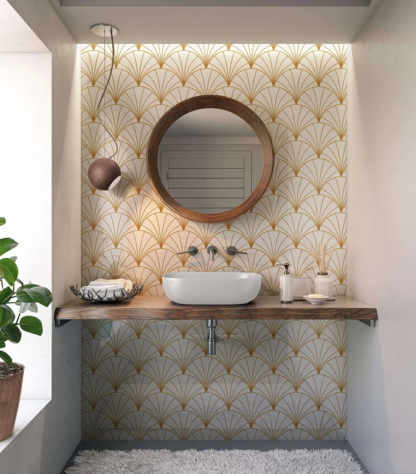 Art Deco Sunrise Fan Shower Panel