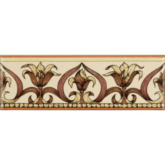 Art Nouveau Lily Pink Classical Decorative Border on County White