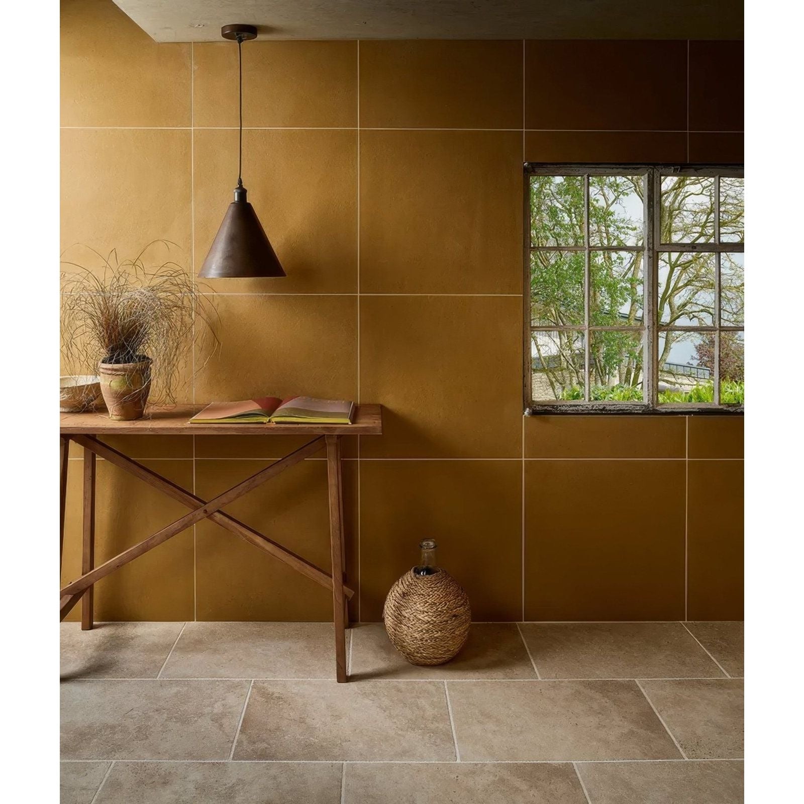 A woven wicker vase with a rounded bulbous shape and narrow neck in beige from ascoli porcelain 60 x 90cm