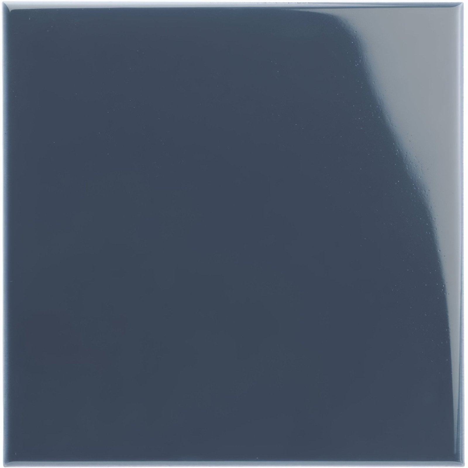 A glossy dark navy square ascot blue field tile with a smooth reflective surface for wall or floor use