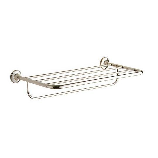 Ascot towel rack with arm chrome featuring a shiny nickel-finished metal design with curved edges and modern style