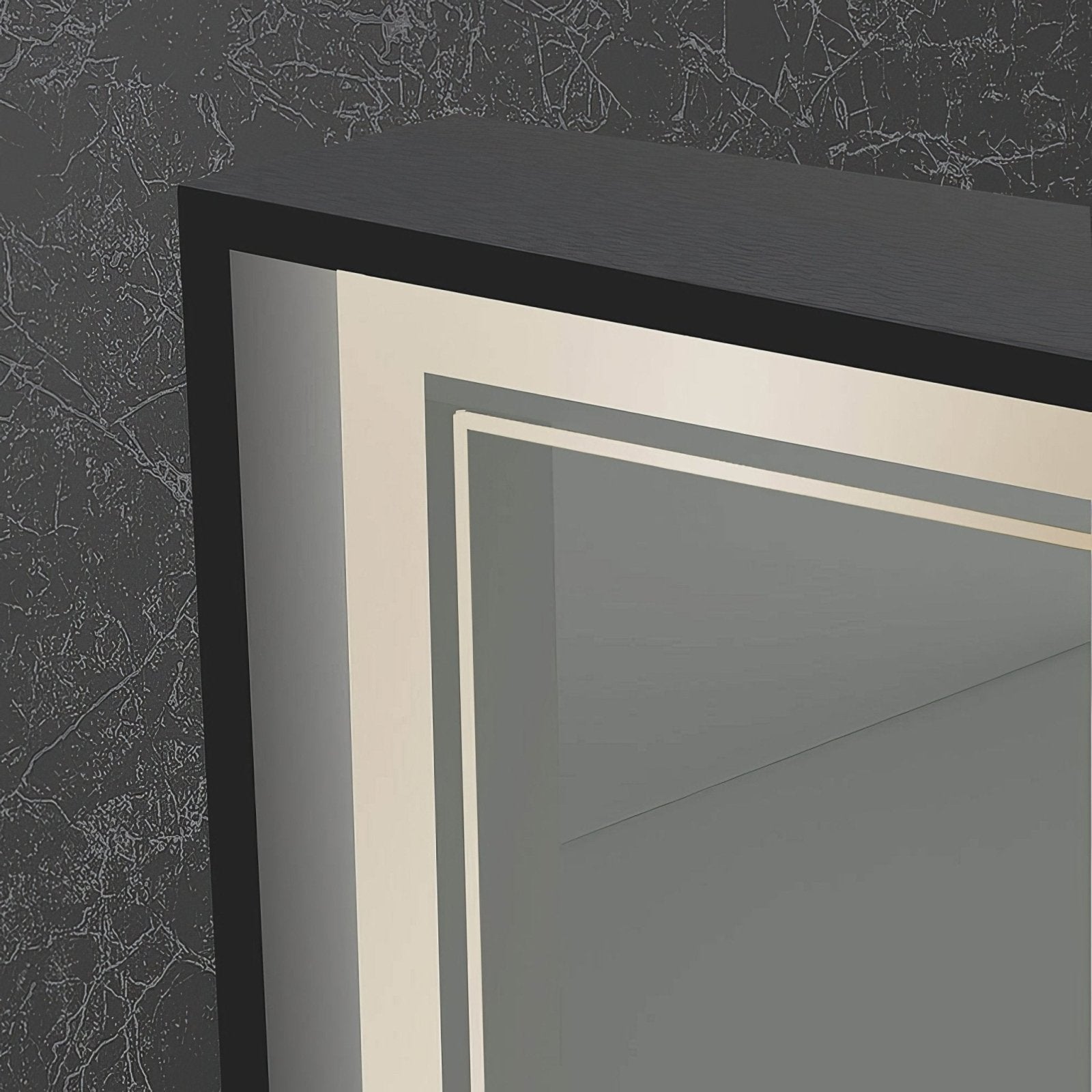 Astoria Mirror 60 Black black-framed mirror with sleek modern design and layered beveled edges for wall display