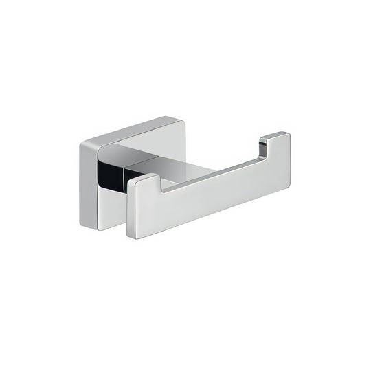 Atena double hook chrome modern chrome-finished double towel rack with sleek minimalist design for bathroom use