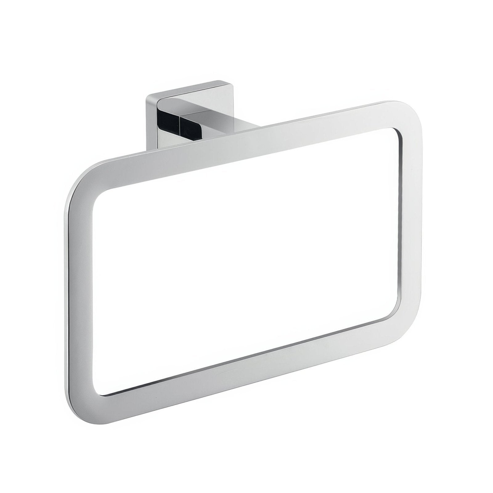 Atena towel ring chrome with a sleek chrome finish rectangular design and square mounting bracket for bathroom use