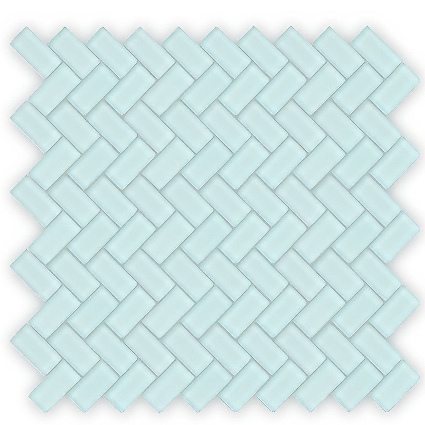 Aurora herringbone green mosaic light blue glass tile with a herringbone pattern for decorative surfaces
