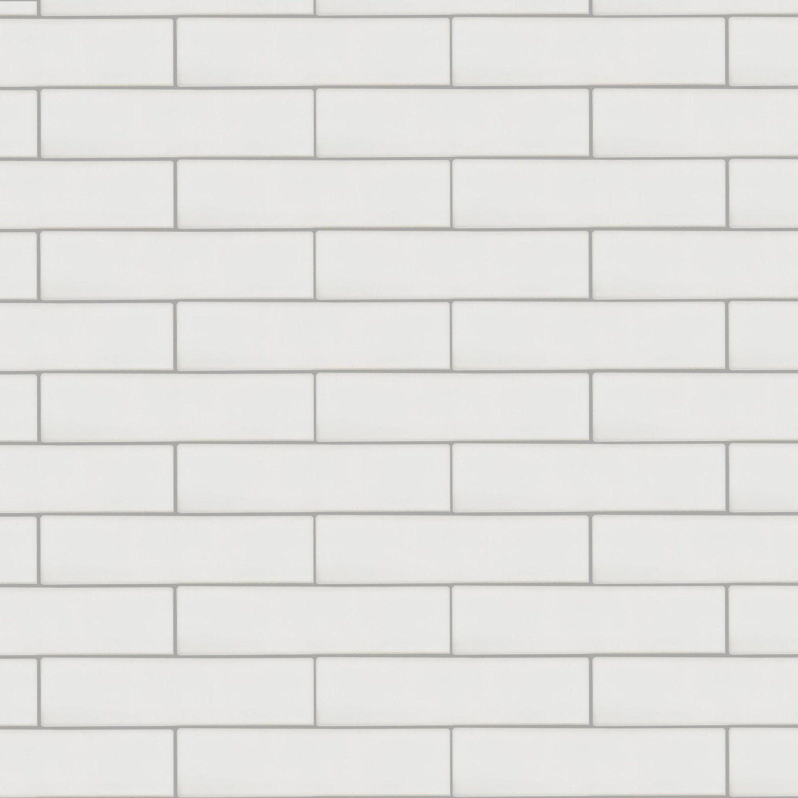 Aurora levi brick glass mosaic white rectangular subway tiles arranged in a classic brick pattern